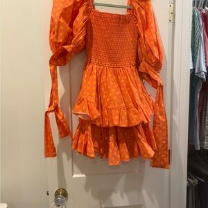 Caroline Constas Orange Polka Dot Dress